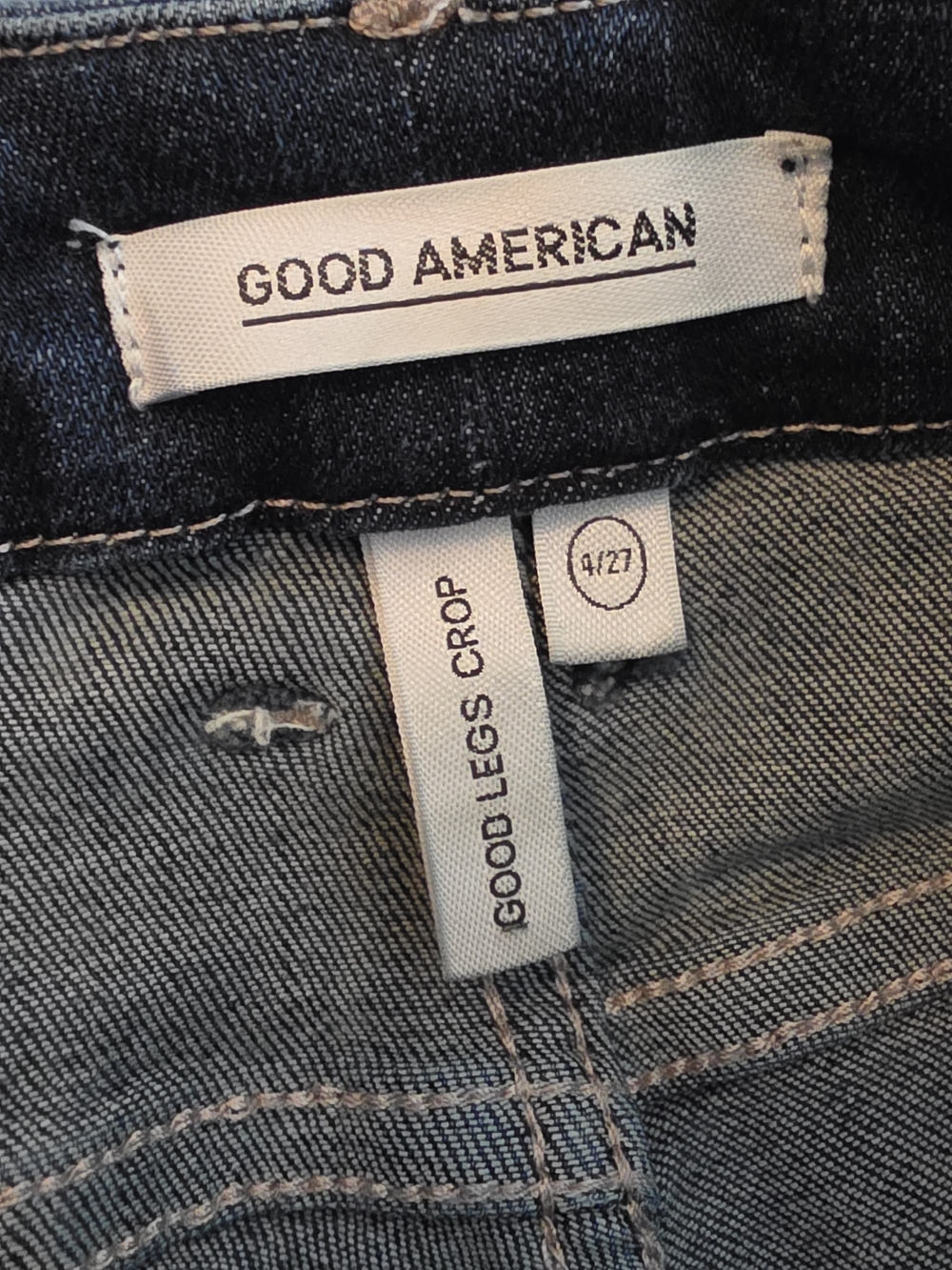 Good American Good Legs Crop Skinny Jeans Dark Wash Mid Rise Womens 4 - Picture 6 of 8